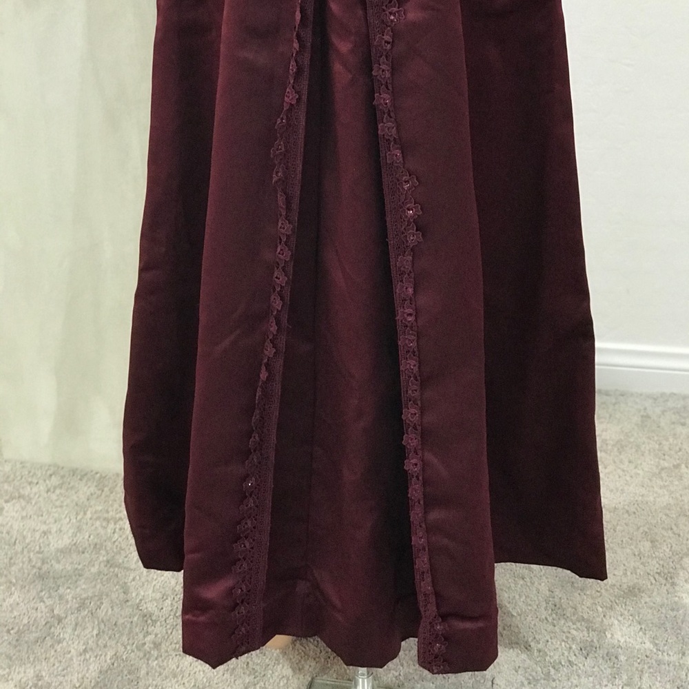 Merlot Red Long Train Mermaid Gown Cocktail Dress - Picture 11 of 14